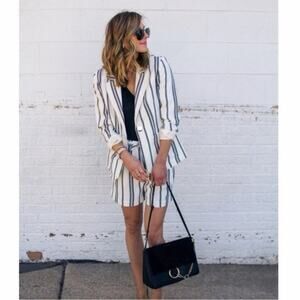 Sanctuary Crafted & Tailored white black striped blazer jacket NEW SMALL